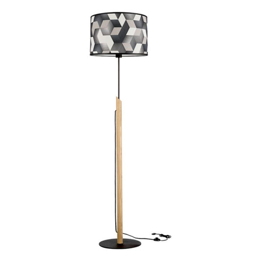 Trægulvlampe SPOT Light 1xE27 Max. 60W Olieret Eg FSC med Flerfarvet Skærm, Polsk Producent, 1 stk.
