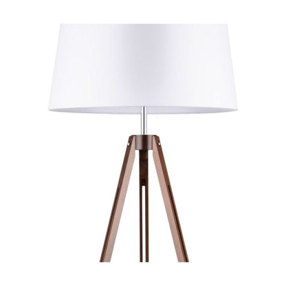 Gulvlampe i træ SPOT Light 1xE27 Max. 60W Bøgtræ med valnøddefinish FSC og hvidt stofskærm, 1 stk.