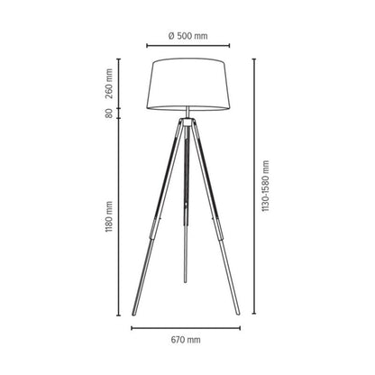 Gulvlampe i træ SPOT Light 1xE27 Max. 60W Bøgtræ med valnøddefinish FSC og hvidt stofskærm, 1 stk.