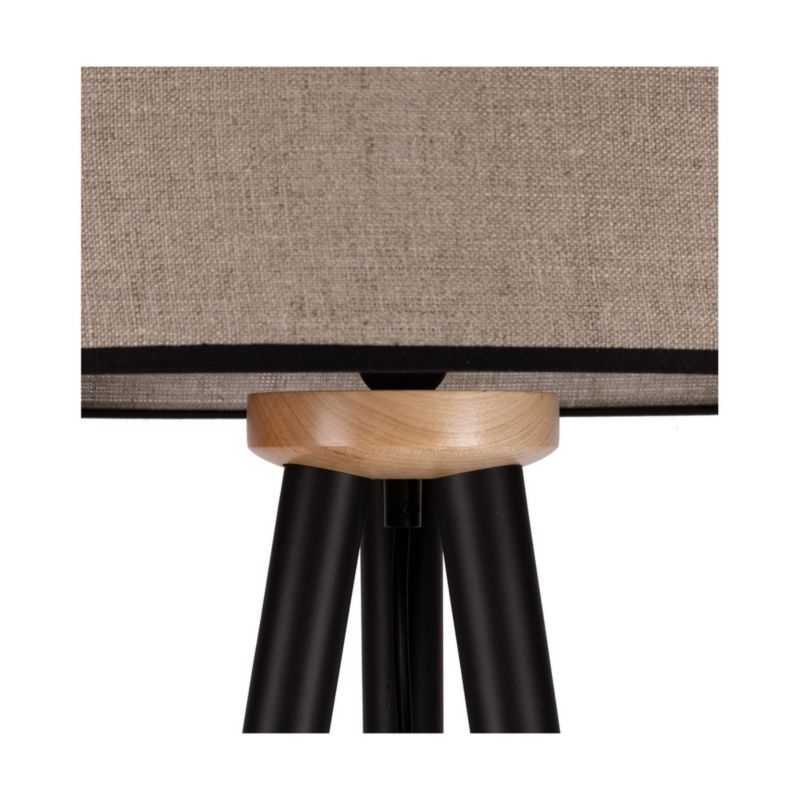 Trægulvlampe SPOT Light 1xE27 Max. 60W Naturlig FSC-birk med beige-sort linned, 1 stk.