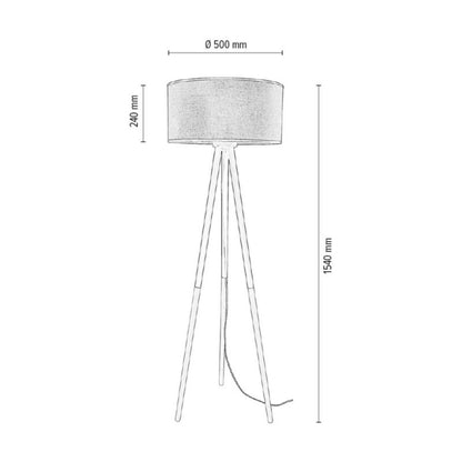 Trægulvlampe SPOT Light 1xE27 Max. 60W Naturlig FSC-birk med beige-sort linned, 1 stk.
