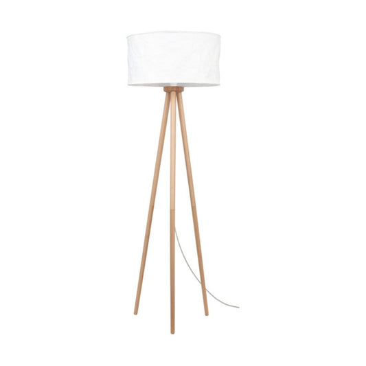 Gulvlampe i træ SPOT Light 1xE27 maks. 60W naturlig FSC-birk med hvidt stofskærm, polsk producent, 1 stk.