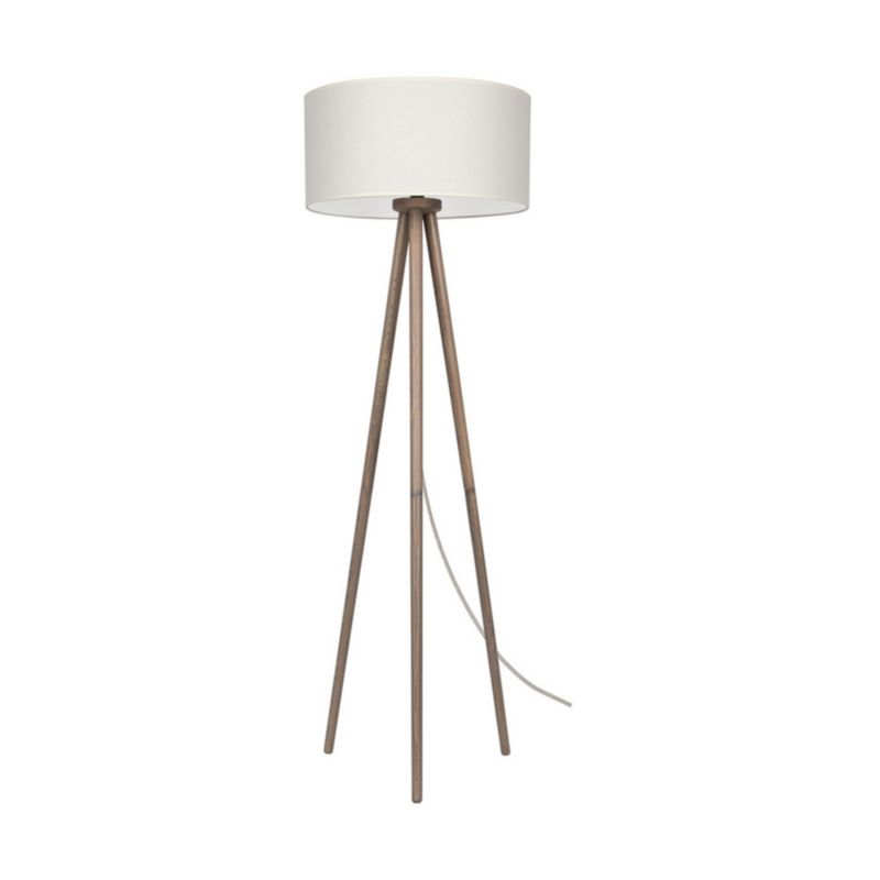 Trægulvlampe SPOT Light 1xE27 Max. 60W Grå Fyr FSC med Beige Stofskærm, Polsk Producent, 1 stk.