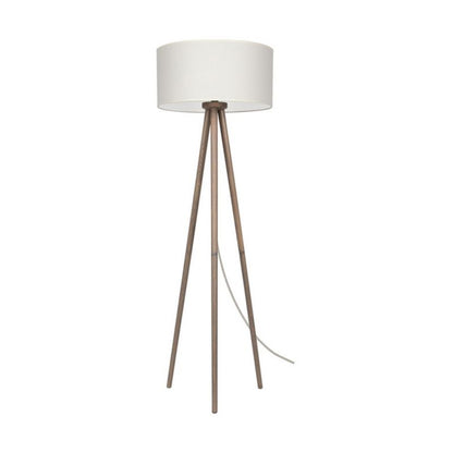 Trægulvlampe SPOT Light 1xE27 Max. 60W Grå Fyr FSC med Beige Stofskærm, Polsk Producent, 1 stk.