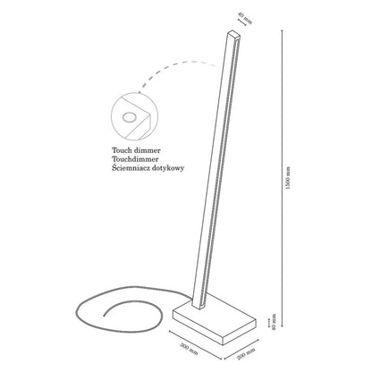 Gulvlampe i træ SPOT Light 1xLED 22W olieret eg FSC, touch-dæmper, polsk producent, 1 stk.