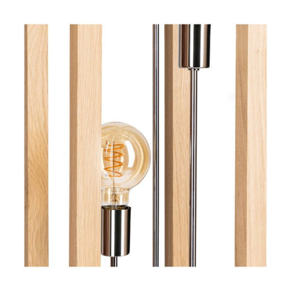 Gulvlampe i træ SPOT Light 3xE27 maks. 60W olieret eg FSC med kromdetaljer, polsk producent, 1 stk.