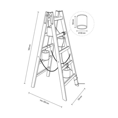 Trægulvlampe SPOT Light 4xE27 Maks. 15W LED FSC-certificeret fyrretræ med beige-sorte lampeskærme, 1 stk.