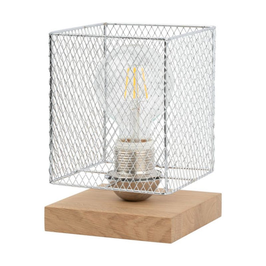 Norman bordlampe i olieret egetræ med kromskærm 1xE27 maks. 25W FSC-certificeret, polsk producent, 1 stk.