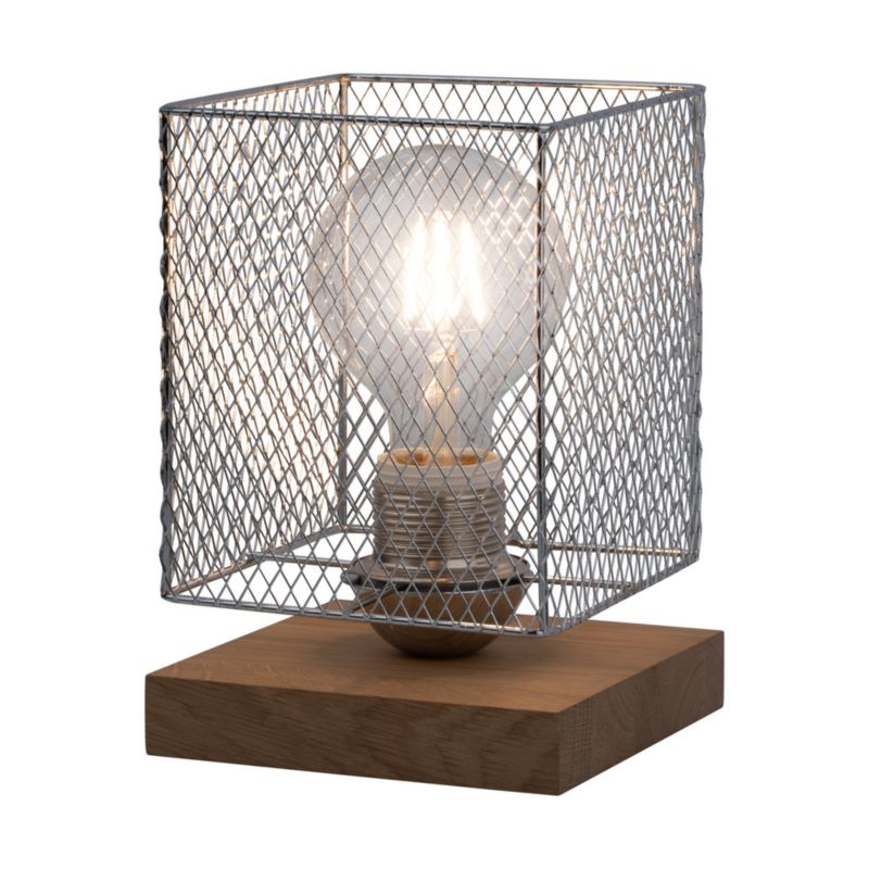 Norman bordlampe i olieret egetræ med kromskærm 1xE27 maks. 25W FSC-certificeret, polsk producent, 1 stk.