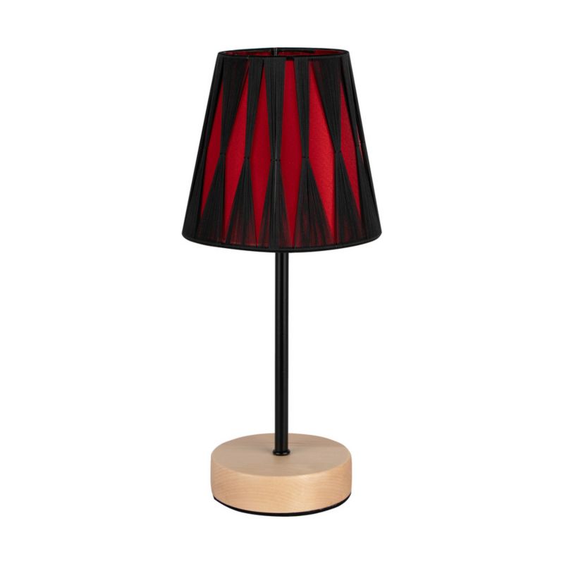 Træbordlampe SPOT Light 1xE14 Max. 40W Naturlig FSC-birk med rød-sort accent, 1 stk.