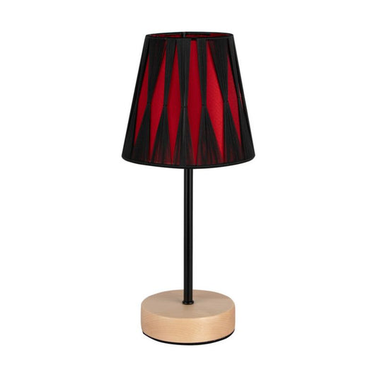Træbordlampe SPOT Light 1xE14 Max. 40W Naturlig FSC-birk med rød-sort accent, 1 stk.