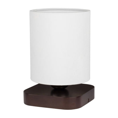 Træbordlampe SPOT Light 1xE27 25W Bøgetræ FSC i Valnøddefinish med Hvidt Stofskærm, Polsk Producent, 1 stk.