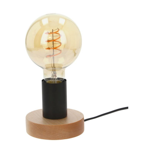 Træbordlampe SPOT Light 1xE27 25W Naturlig FSC-birk med sort accent, Polsk producent, 1 stk.