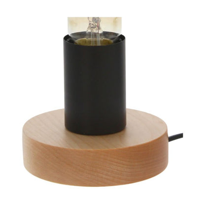Træbordlampe SPOT Light 1xE27 25W Naturlig FSC-birk med sort accent, Polsk producent, 1 stk.