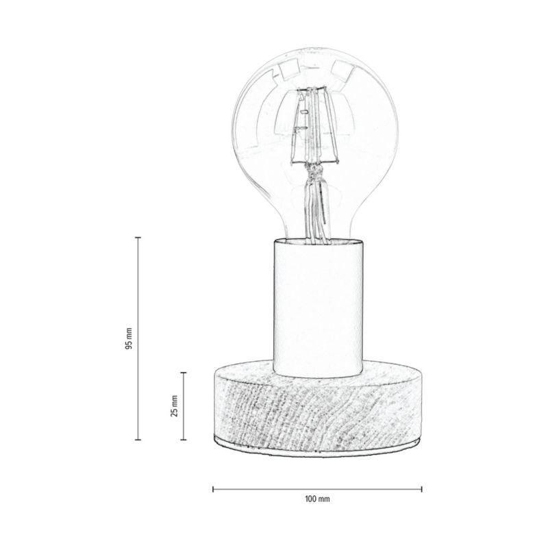 Træbordlampe SPOT Light 1xE27 25W Naturlig FSC-birk med sort accent, Polsk producent, 1 stk.