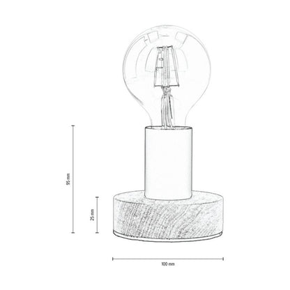 Træbordlampe SPOT Light 1xE27 25W Naturlig FSC-birk med sort accent, Polsk producent, 1 stk.