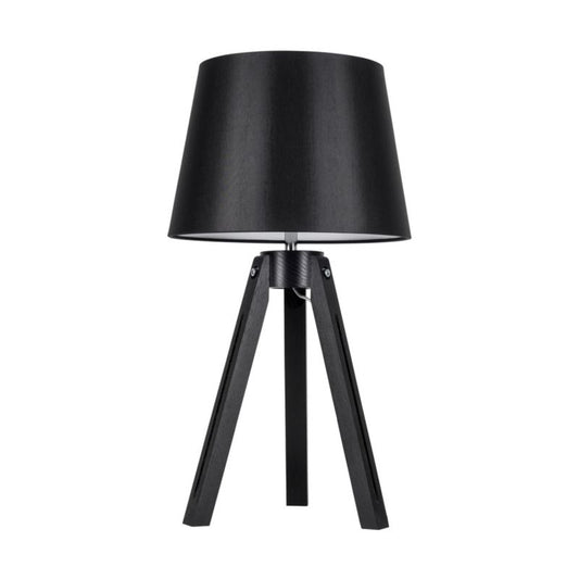 Træbordlampe SPOT Light 1xE27 40W Bøgtræ Sort FSC med Sort Stofskærm, Polsk Producent, 1 stk.