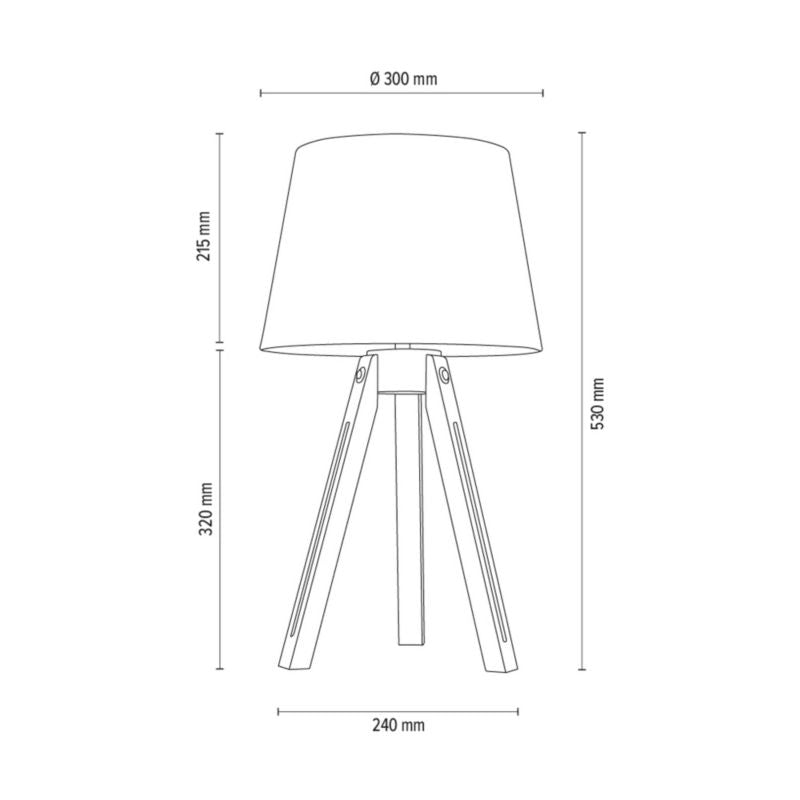Træbordlampe SPOT Light 1xE27 40W Bøgtræ Sort FSC med Sort Stofskærm, Polsk Producent, 1 stk.
