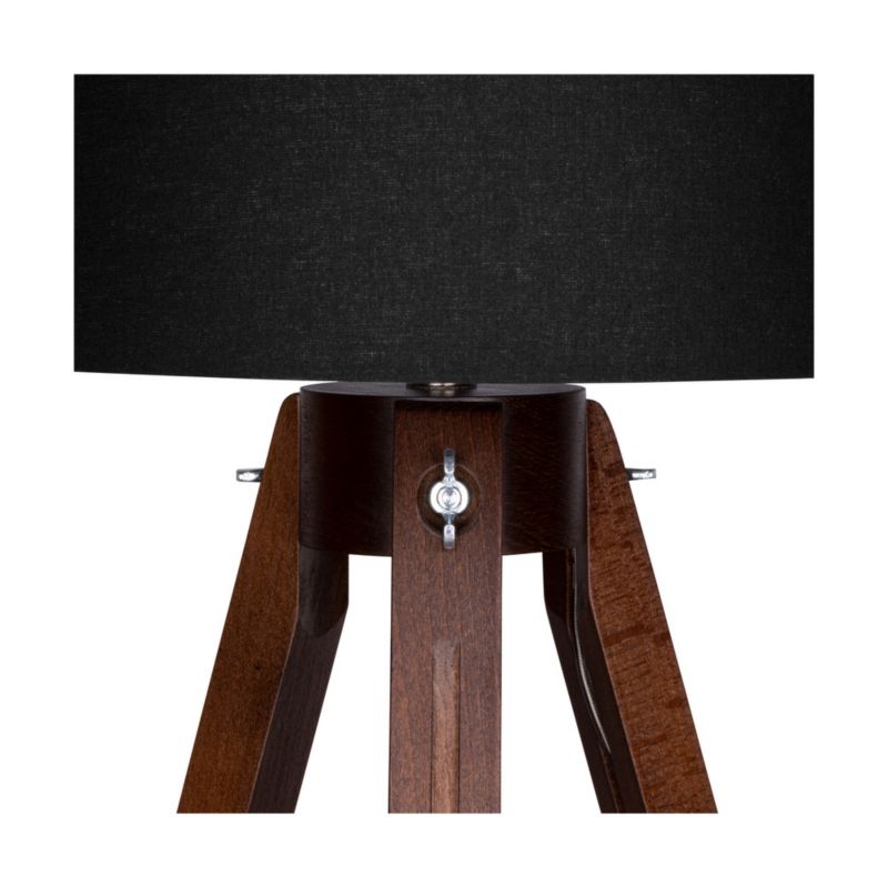 Træbordlampe SPOT Light 1xE27 40W Bøgtræ FSC Valnød med Sort Stofskærm - Dansk Kvalitet