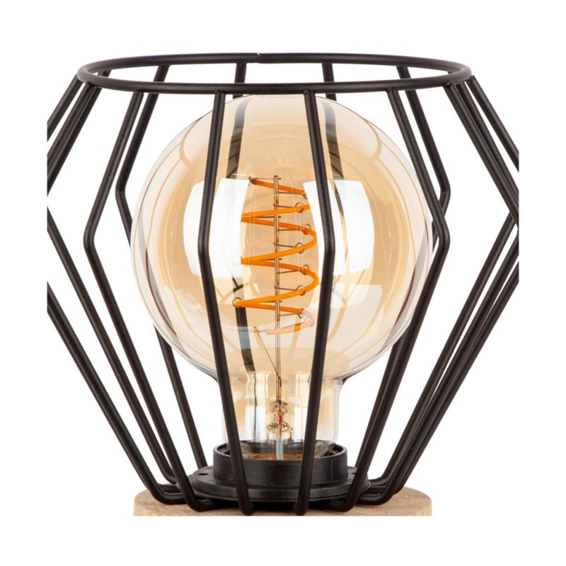 Træbordlampe SPOT Light 1xE27 Max. 15W LED Olieret FSC-eg med sort accent, 1 stk.