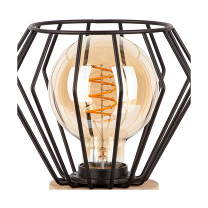 Træbordlampe SPOT Light 1xE27 Max. 15W LED Olieret FSC-eg med sort accent, 1 stk.