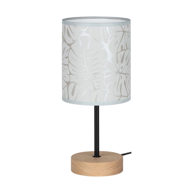 Træbordlampe SPOT Light 1xE27 Max. 25W Olieret Eg FSC med Beige Lampeskærm, 1 stk.