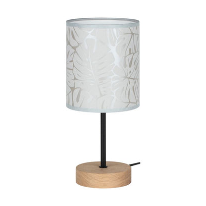 Træbordlampe SPOT Light 1xE27 Max. 25W Olieret Eg FSC med Beige Lampeskærm, 1 stk.
