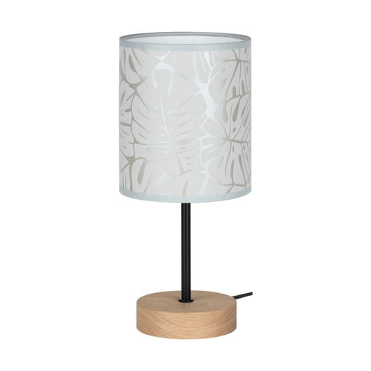 Træbordlampe SPOT Light 1xE27 Max. 25W Olieret Eg FSC med Beige Lampeskærm, 1 stk.