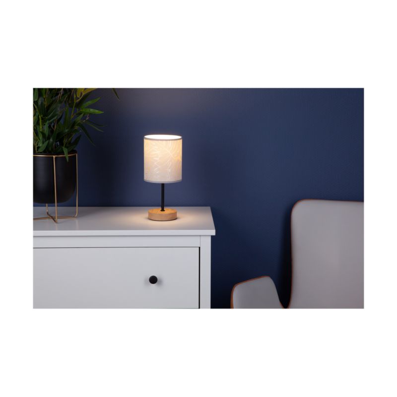 Træbordlampe SPOT Light 1xE27 Max. 25W Olieret Eg FSC med Beige Lampeskærm, 1 stk.
