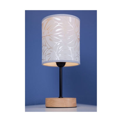 Træbordlampe SPOT Light 1xE27 Max. 25W Olieret Eg FSC med Beige Lampeskærm, 1 stk.