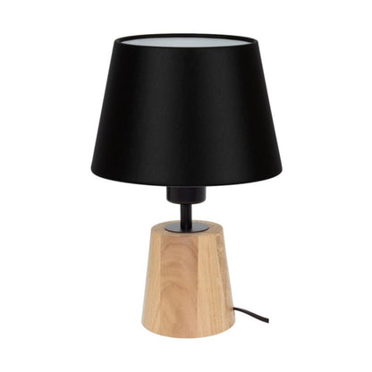 Drejet bordlampe SPOT Light 1xE27 maks. 25W olieret egetræ FSC med sort lampeskærm, 1 stk.