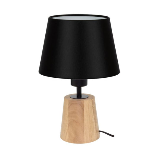 Drejet bordlampe SPOT Light 1xE27 maks. 25W olieret egetræ FSC med sort lampeskærm, 1 stk.