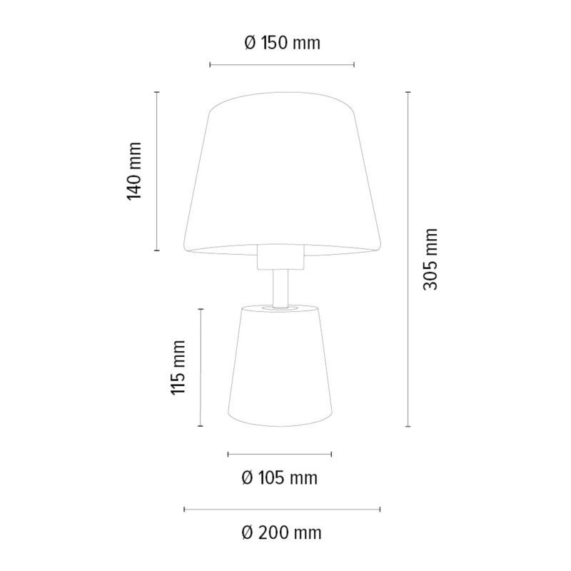 Drejet bordlampe SPOT Light 1xE27 maks. 25W olieret egetræ FSC med sort lampeskærm, 1 stk.