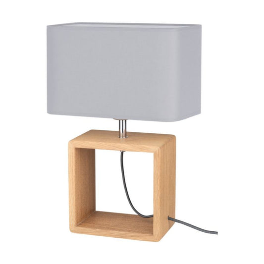 Træbordlampe SPOT Light 1xE27 Max. 25W Olieret Eg FSC med Grå Lampeskærm, 1 stk.