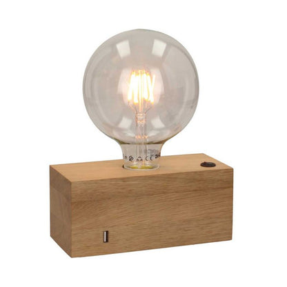 Træbordlampe SPOT Light 1xE27 Max. 25W Olieret FSC-eg med USB-oplader, Polsk producent, 1 stk.