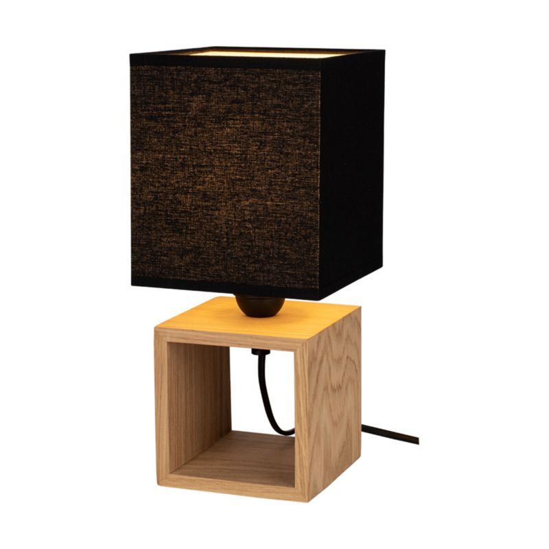 Træbordlampe SPOT Light 1xE27 Max. 25W Olieret Eg FSC med Sort Accent, Polsk Producent 1 stk.
