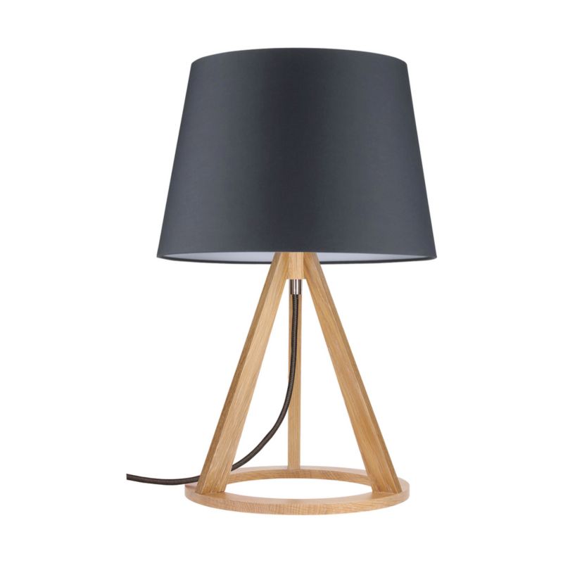 Træbordlampe SPOT Light 1xE27 Max. 25W Olieret Eg FSC med Antracitfarvet Skærm, Polsk Producent, 1 stk.