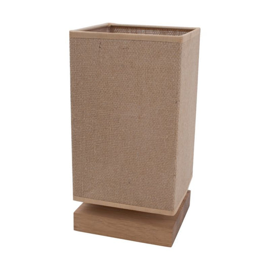 Træbordlampe SPOT Light 1xE27 Max. 25W Olieret Eg FSC med Beige Jute, Polsk Producent, 1 stk.