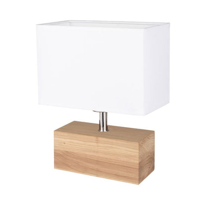 Træbordlampe SPOT Light 1xE27 Maks. 25W Olieret FSC-eg med hvidt stof, polsk producent, 1 stk.