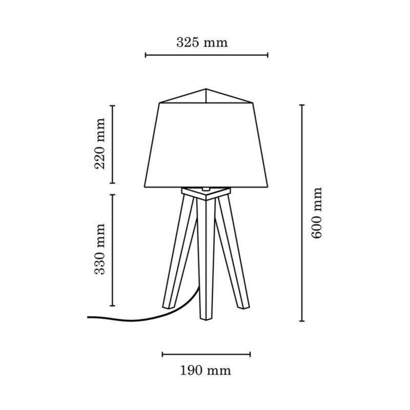 Træbordlampe SPOT Light 1xE27 Max. 25W Olieret Eg FSC med brun stofskærm, Polsk producent, 1 stk.
