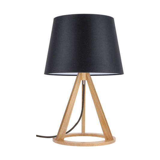 Træbordlampe SPOT Light 1xE27 Max.25W Olieret Eg FSC med Sort Stofskærm, Polsk Producent, 1 stk.