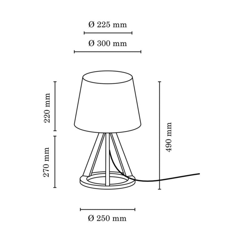 Træbordlampe SPOT Light 1xE27 Max.25W Olieret Eg FSC med Sort Stofskærm, Polsk Producent, 1 stk.