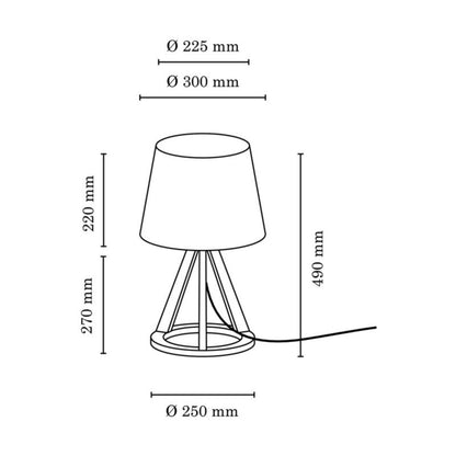 Træbordlampe SPOT Light 1xE27 Max.25W Olieret Eg FSC med Sort Stofskærm, Polsk Producent, 1 stk.