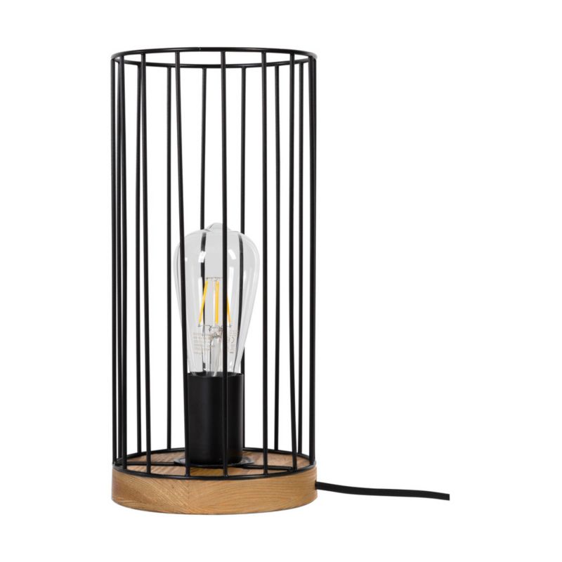 Træbordlampe SPOT Light 1xE27 Max. 25W Olieret Eg FSC med Sort Skærm, Polsk Producent, 1 stk.