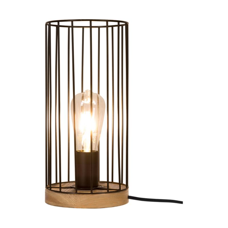Træbordlampe SPOT Light 1xE27 Max. 25W Olieret Eg FSC med Sort Skærm, Polsk Producent, 1 stk.