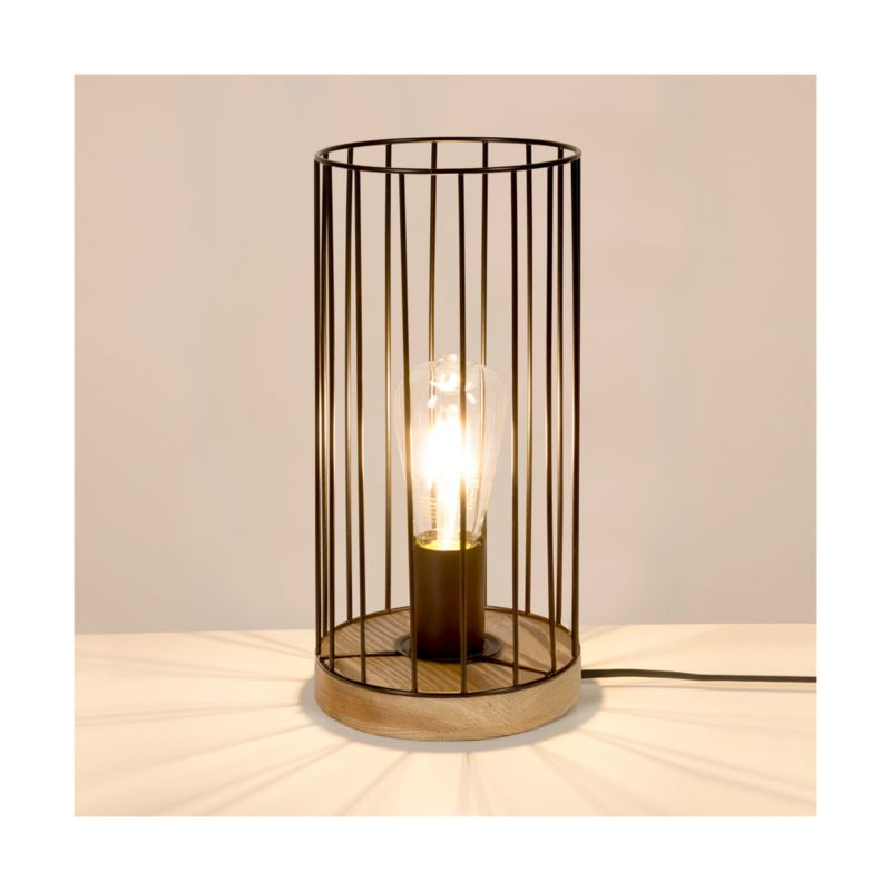 Træbordlampe SPOT Light 1xE27 Max. 25W Olieret Eg FSC med Sort Skærm, Polsk Producent, 1 stk.