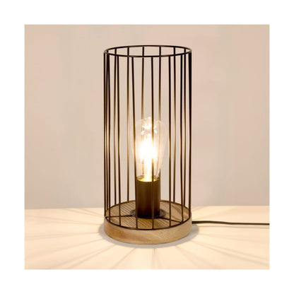 Træbordlampe SPOT Light 1xE27 Max. 25W Olieret Eg FSC med Sort Skærm, Polsk Producent, 1 stk.