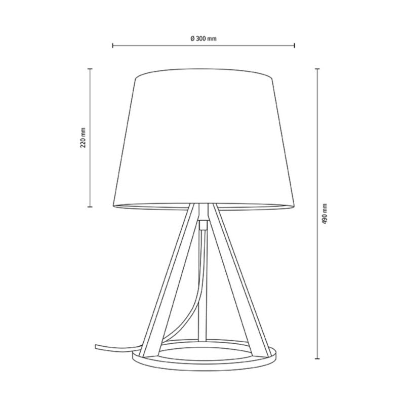Træbordlampe SPOT Light 1xE27 Max. 25W Olieret Eg FSC med Kremfarvet Stofskærm, Polsk Producent, 1 stk.