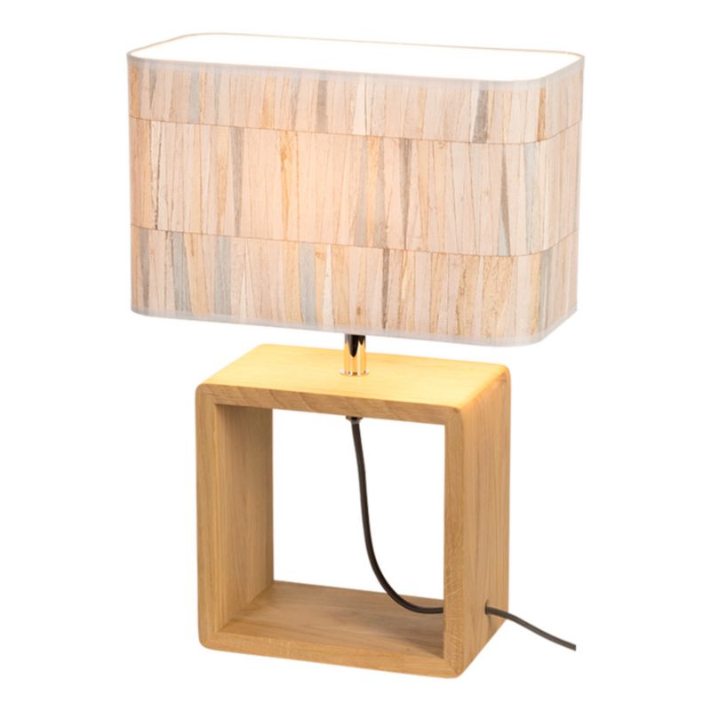 Træbordlampe SPOT Light 1xE27 Max. 25W Olieret Eg FSC med Flerfarvet Skærm, 1 stk.