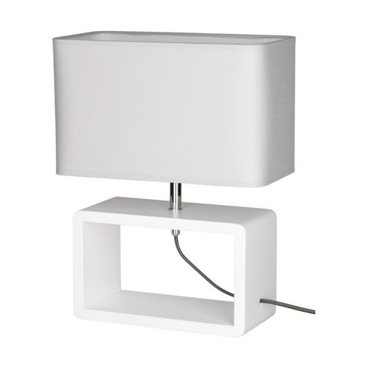 Træbordlampe SPOT Light 1xE27 Max. 25W Bøgtræ FSC Hvid med Grå Stofskærm, Polsk Producent, 1 stk.